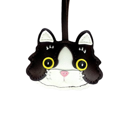 Plump & Handmade PU Leather Kitten Keychain/Bag Charm - 3D Detailed Face, Cute Charm for Daily Joy!-Perfect Gift/Bag Accessory
