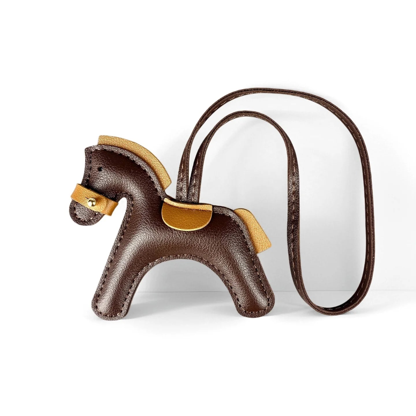 Handmade PU Leather Pony Bag Charm Keychain-Adorable Horse with Detachable Muzzle, Cute Decoration for Backpack, Unique Gift