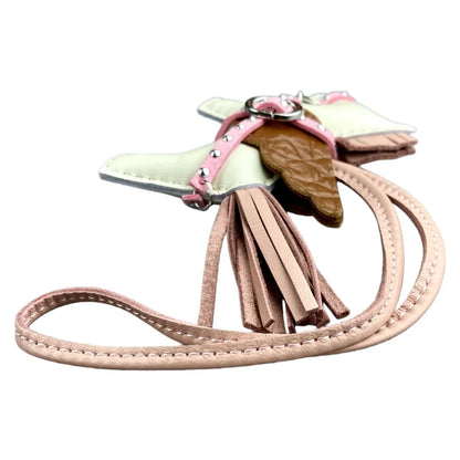 Soft Genuine Sheepskin Pegasus Pony Charm with Crocodile-Embossed Wings And Detachable Rivet Rope Accents Premium Gift Accessory