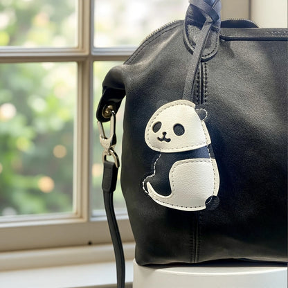 4 Style PU Leather Panda Keychain/Bag Charm-Classic Black/White Versatile Accessory for Purses, Backpacks, Keys, and Room, Gift