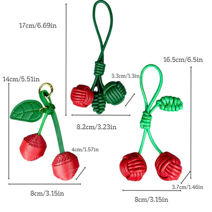 Cute Leather Fruit Charms with Key Rings & Leather Cords for Bag Decoration-PU Leather-Ideal Gift For Women/Kids/Bag Accessory