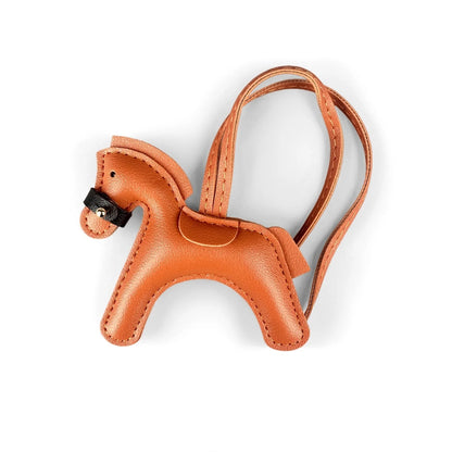 Handmade PU Leather Pony Bag Charm Keychain-Adorable Horse with Detachable Muzzle, Cute Decoration for Backpack, Unique Gift