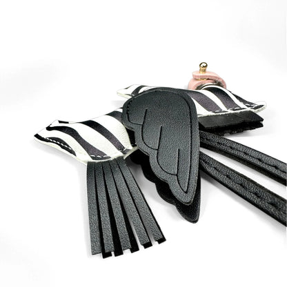 Elegant Winged Pony Keychain with Detachable Mouth Strap | Hand-Stitched Premium PU Leather Bag Charm with Plush Filling, Gift