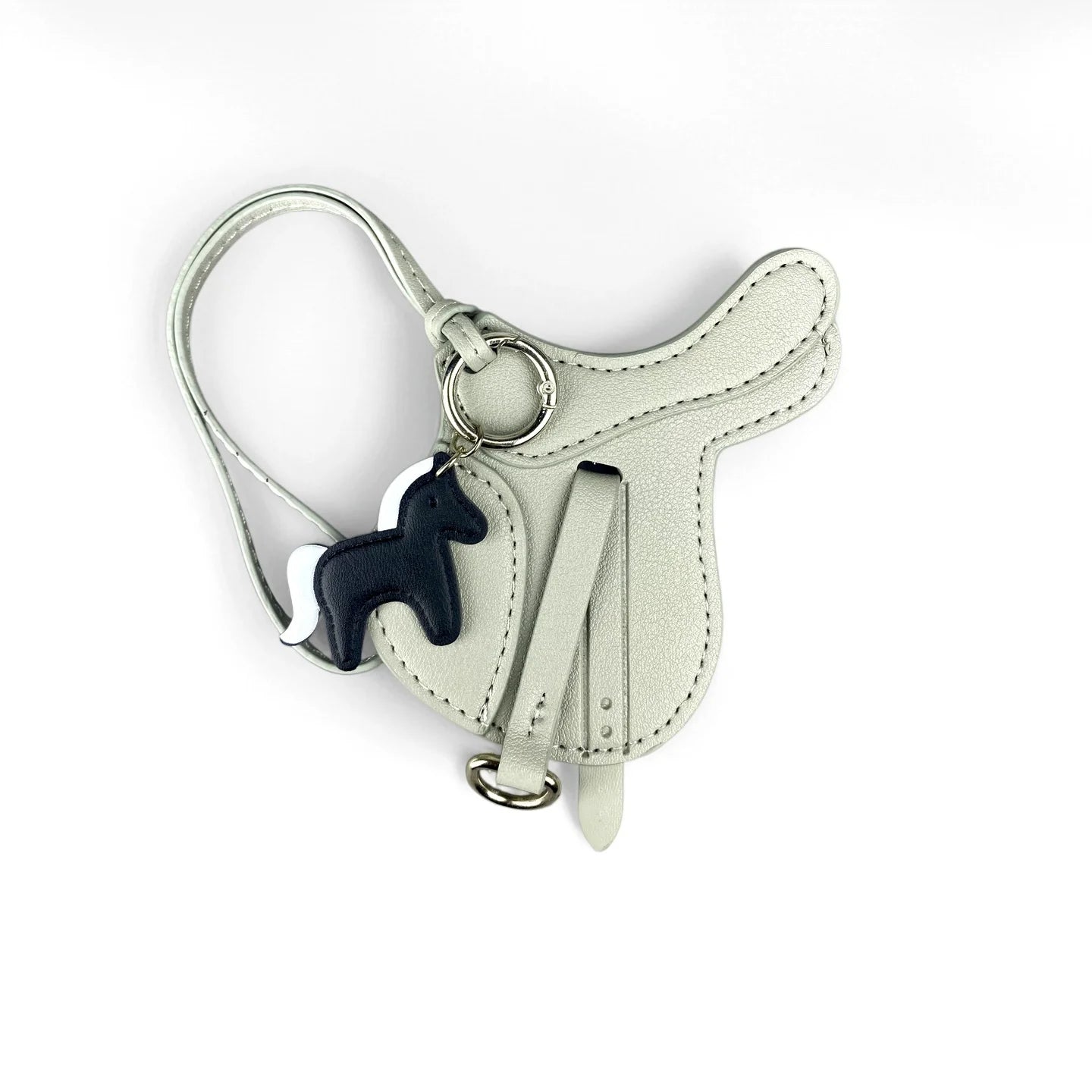 Handmade PU Leather Saddle Bag Charm with Tiny Horse Pendant – Stylish And Unique Equestrian Gift for Purse, Keychain & Backpack