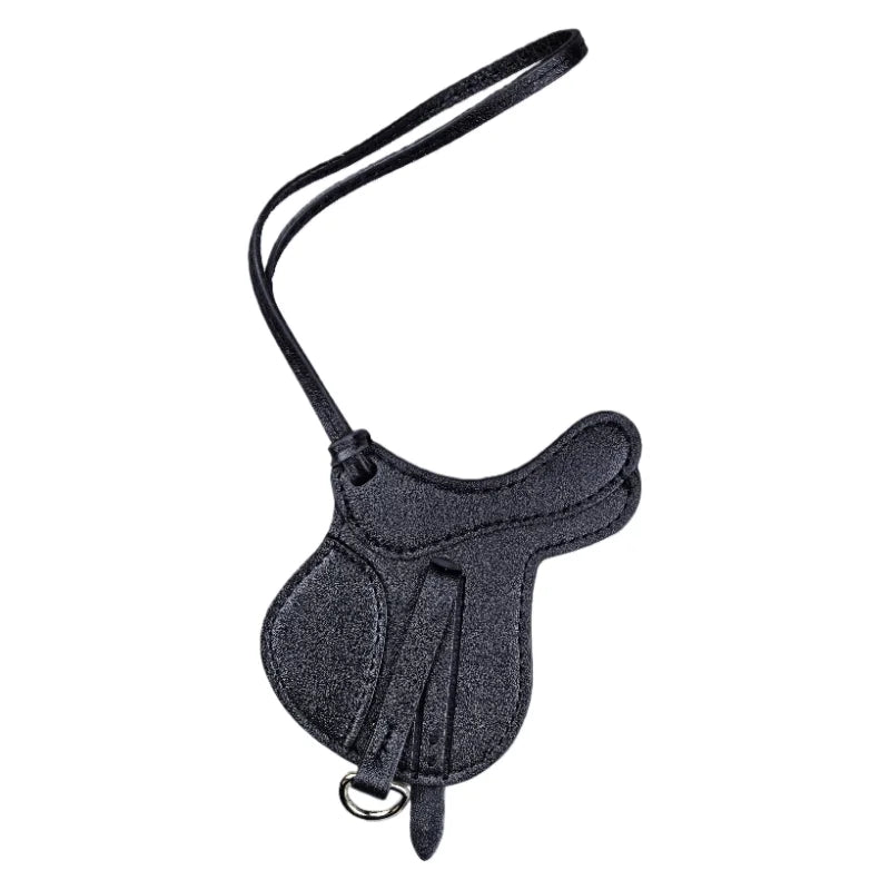 Luxury Equestrian Saddle & Pony Bag Charm Keychain – Artisan Hand-Stitched Faux Leather, , Reinforced Pony Design, Premium Gift