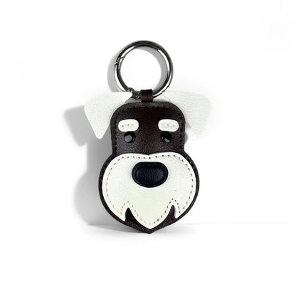 Chocolate Brown PU Leather Dog Bag Charms-Schnauzer French Bulldog Doberman Corgi Pendant for Bags, Perfect Gift for Dog Owners