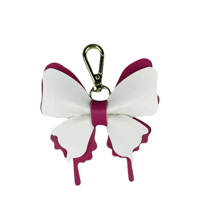 Elegant Leather Butterfly Charm for Bag, PU, Detachable Keyring Accessory, Color-matching, Creative Fashion, 3D