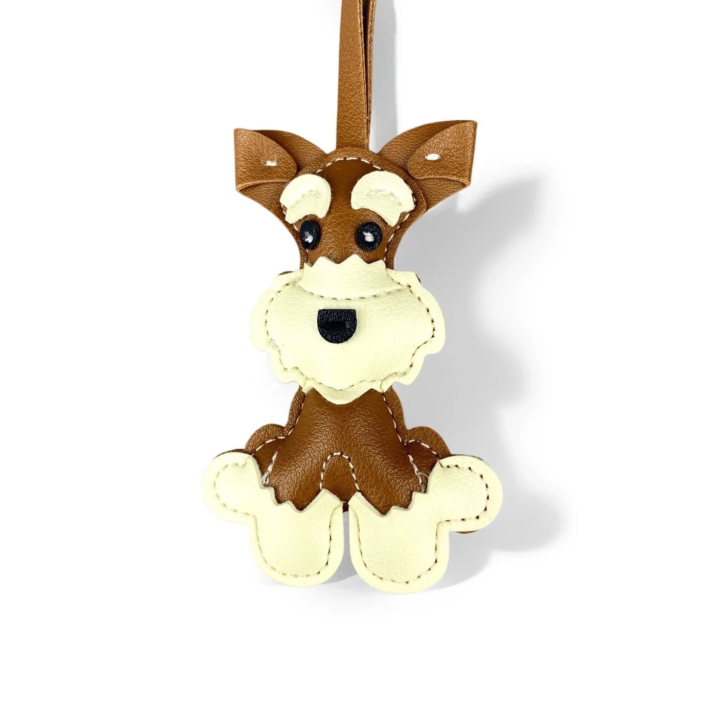 Brown PU Leather Dog Keychain Charm-Cute Puppy Pendant for Purse/Bag, Everyday Carry Accessory for Women & Men/Perfect Gift