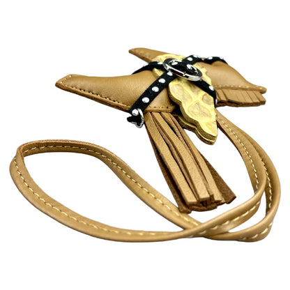 Soft Genuine Sheepskin Pegasus Pony Charm with Crocodile-Embossed Wings And Detachable Rivet Rope Accents Premium Gift Accessory