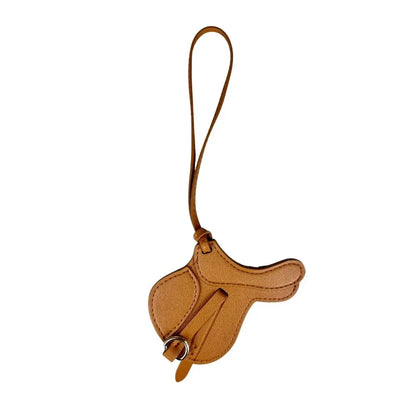 Luxury Equestrian Saddle & Pony Bag Charm Keychain – Artisan Hand-Stitched Faux Leather, , Reinforced Pony Design, Premium Gift