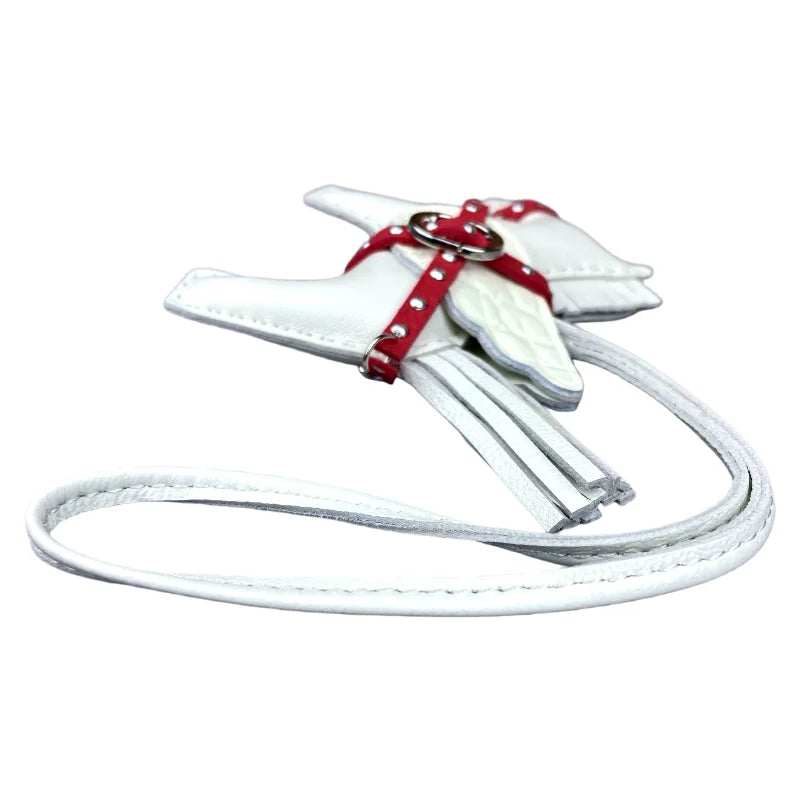 Soft Genuine Sheepskin Pegasus Pony Charm with Crocodile-Embossed Wings And Detachable Rivet Rope Accents Premium Gift Accessory