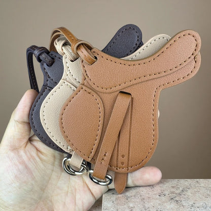 Luxury Equestrian Saddle & Pony Bag Charm Keychain – Artisan Hand-Stitched Faux Leather, , Reinforced Pony Design, Premium Gift