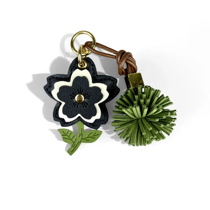 3-Tier PU Leather Flower Keychain/Bag Charm-Stylish PU Leather Ball Charm, 4 Classic Colors Bag Accessory for Handbags, Gifts