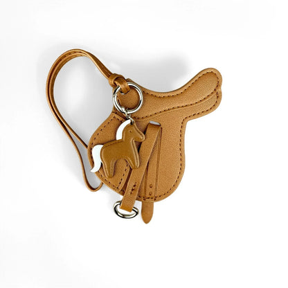 Handmade PU Leather Saddle Bag Charm with Tiny Horse Pendant – Stylish And Unique Equestrian Gift for Purse, Keychain & Backpack