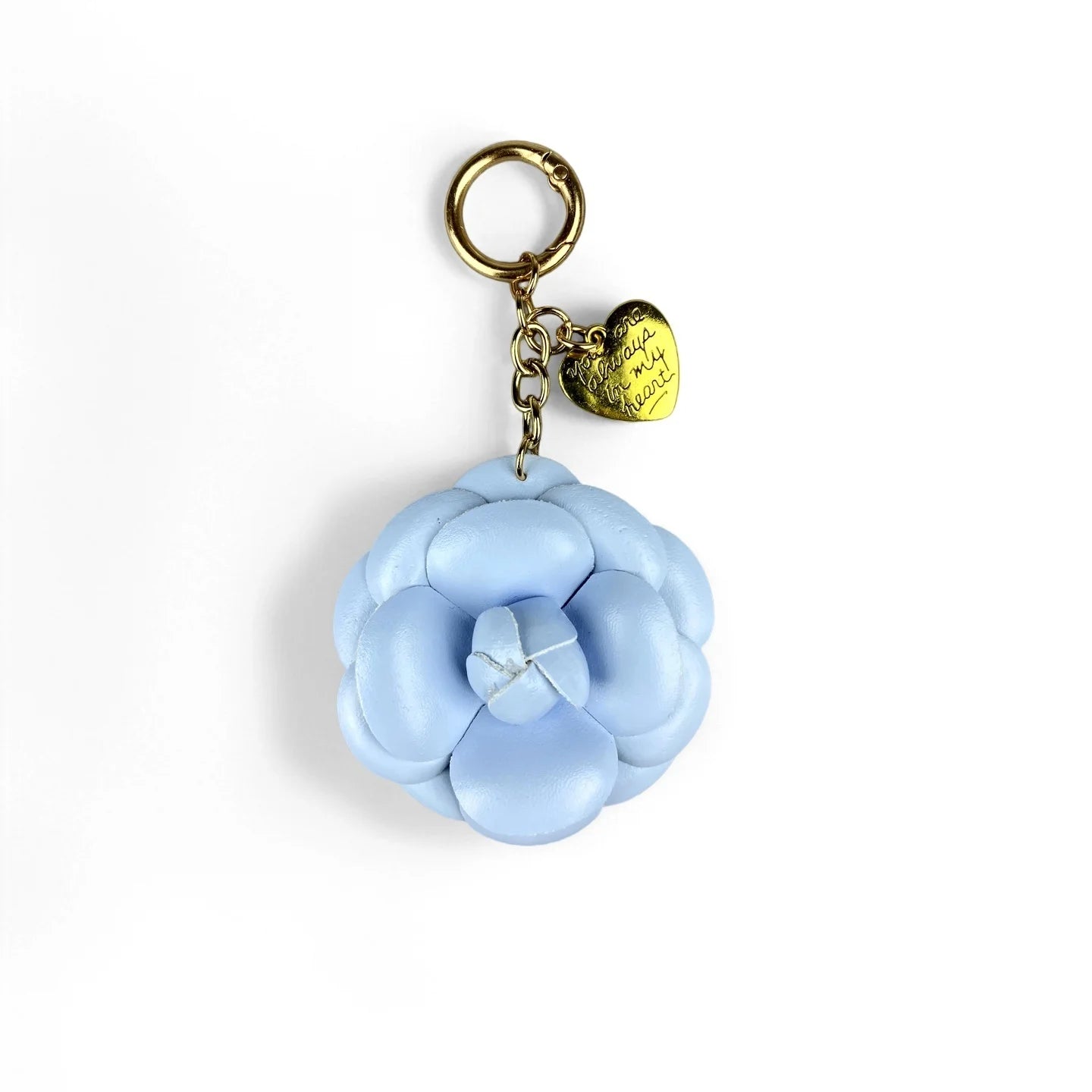 Blue Theme Floral Pu Leather Keychain/Bag Charm-Blue Flower Purse Charm Car Hanging Decor-Unique Calming Aesthetic Gift For Bag