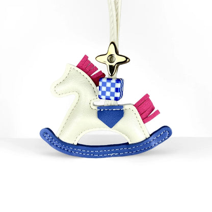 Cute PU Leather Rocking Horse Keychain/Bag Charm-Handcrafted PU Leather, Vibrant Colors, Cheerful Gift For Bag Accessory