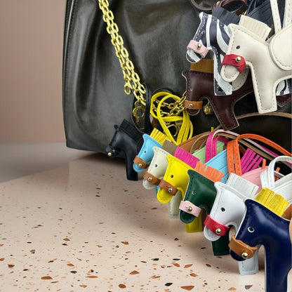 Elegant Winged Pony Keychain with Detachable Mouth Strap | Hand-Stitched Premium PU Leather Bag Charm with Plush Filling, Gift