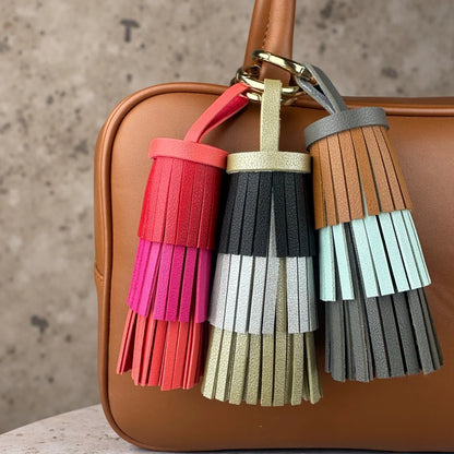 Handmade Bohemian Leather Tassel - Luxuriously Thick Fringe with Large Metal Ring for Bag Decor, Boho Style, Gift For Women