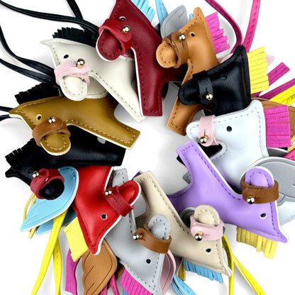 Elegant Winged Pony Keychain with Detachable Mouth Strap | Hand-Stitched Premium PU Leather Bag Charm with Plush Filling, Gift