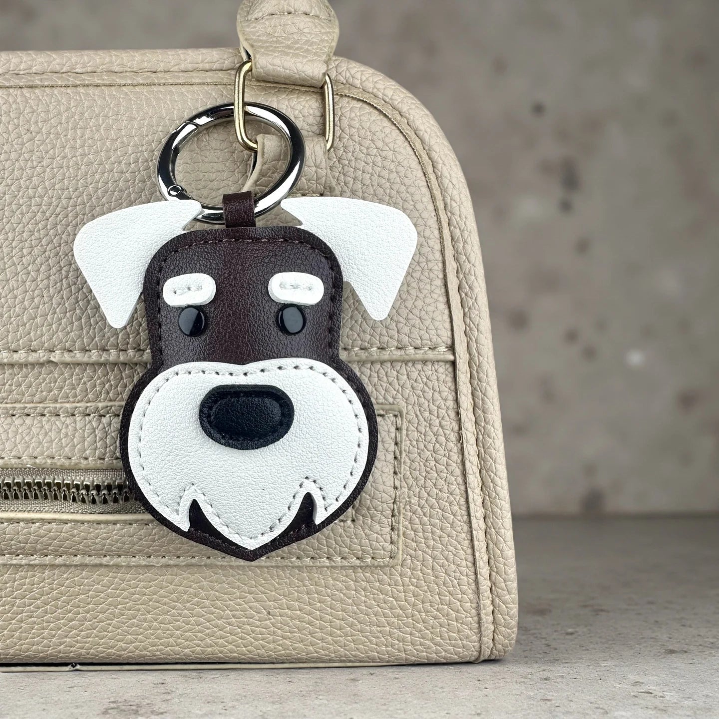 Chocolate Brown PU Leather Dog Bag Charms-Schnauzer French Bulldog Doberman Corgi Pendant for Bags, Perfect Gift for Dog Owners