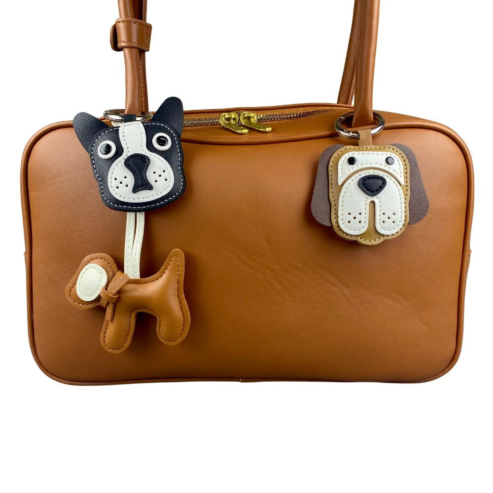 Portable Pup Squad! Leather Dog Bag Charms | Mix & Match with Attached Rings/Cords | Carry One for Daily Joy-PU Leather
