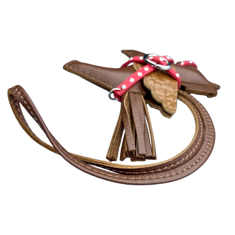 Soft Genuine Sheepskin Pegasus Pony Charm with Crocodile-Embossed Wings And Detachable Rivet Rope Accents Premium Gift Accessory