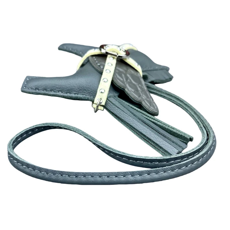 Soft Genuine Sheepskin Pegasus Pony Charm with Crocodile-Embossed Wings And Detachable Rivet Rope Accents Premium Gift Accessory