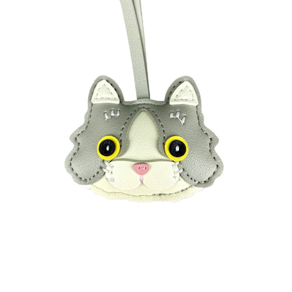 Plump & Handmade PU Leather Kitten Keychain/Bag Charm - 3D Detailed Face, Cute Charm for Daily Joy!-Perfect Gift/Bag Accessory