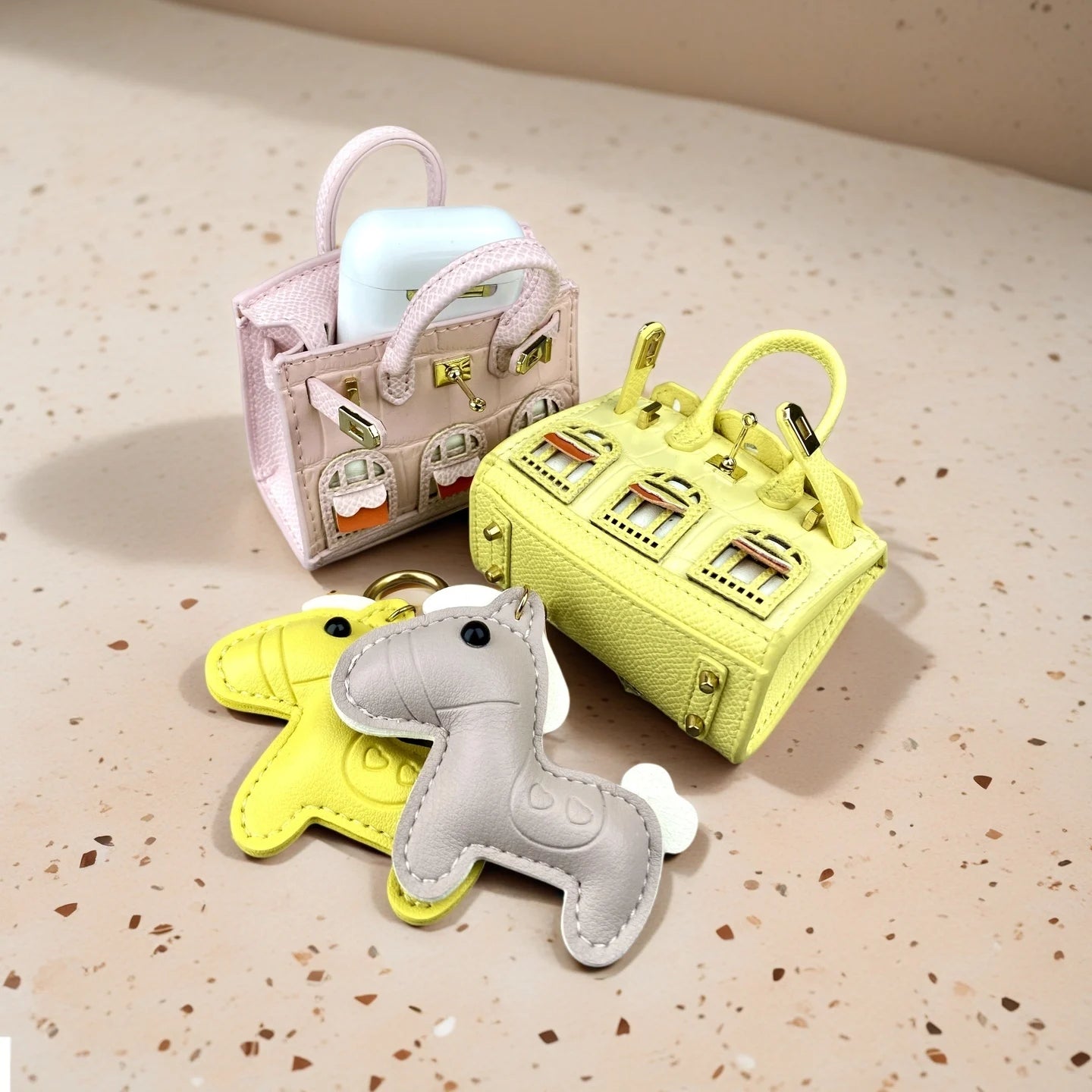 Cute Mini PU Leather House Shape Headphone Case Coin Purse Set-Handbag Charm Decor-Portable Earbud Storage Pouch /Small Wallet