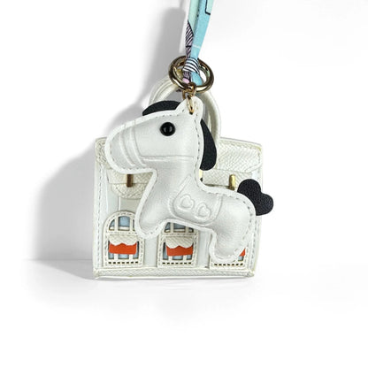 Cute Mini PU Leather House Shape Headphone Case Coin Purse Set-Handbag Charm Decor-Portable Earbud Storage Pouch /Small Wallet