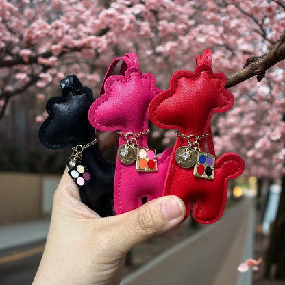 Stylish PU Leather Giraffe & Cat with Eyeshadow Palette Pendant NecklaceKeychain/ Bag Charm-Fashionable & Fun Accessory for Bags