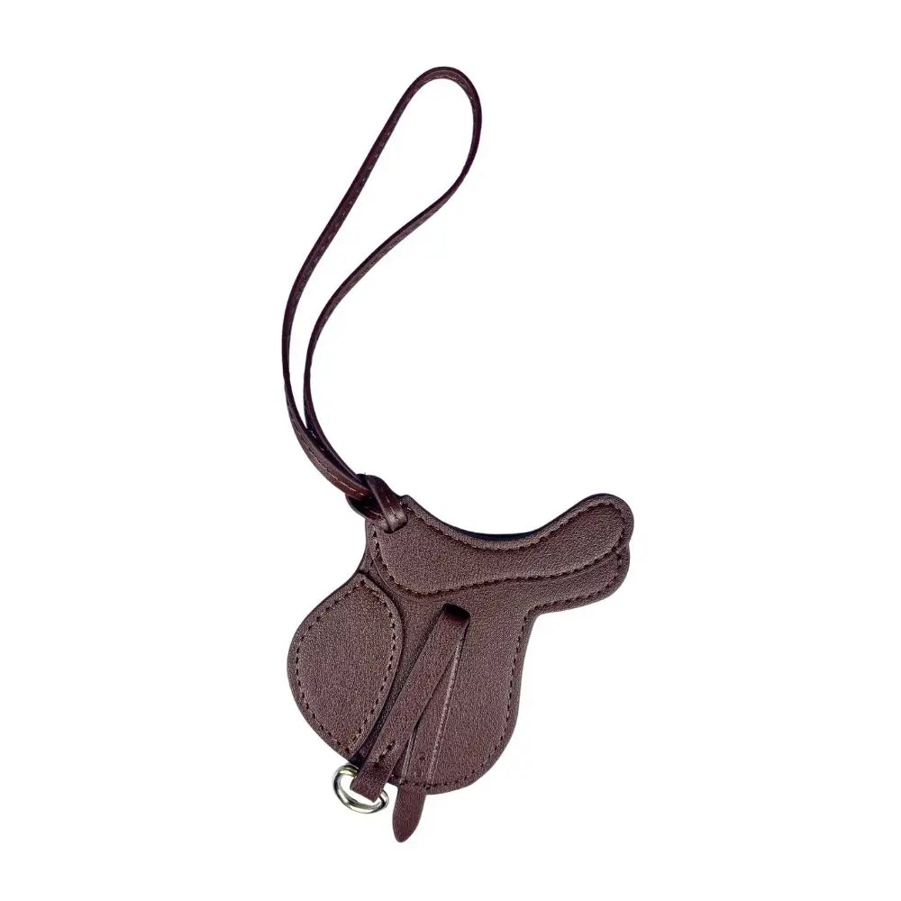 Luxury Equestrian Saddle & Pony Bag Charm Keychain – Artisan Hand-Stitched Faux Leather, , Reinforced Pony Design, Premium Gift