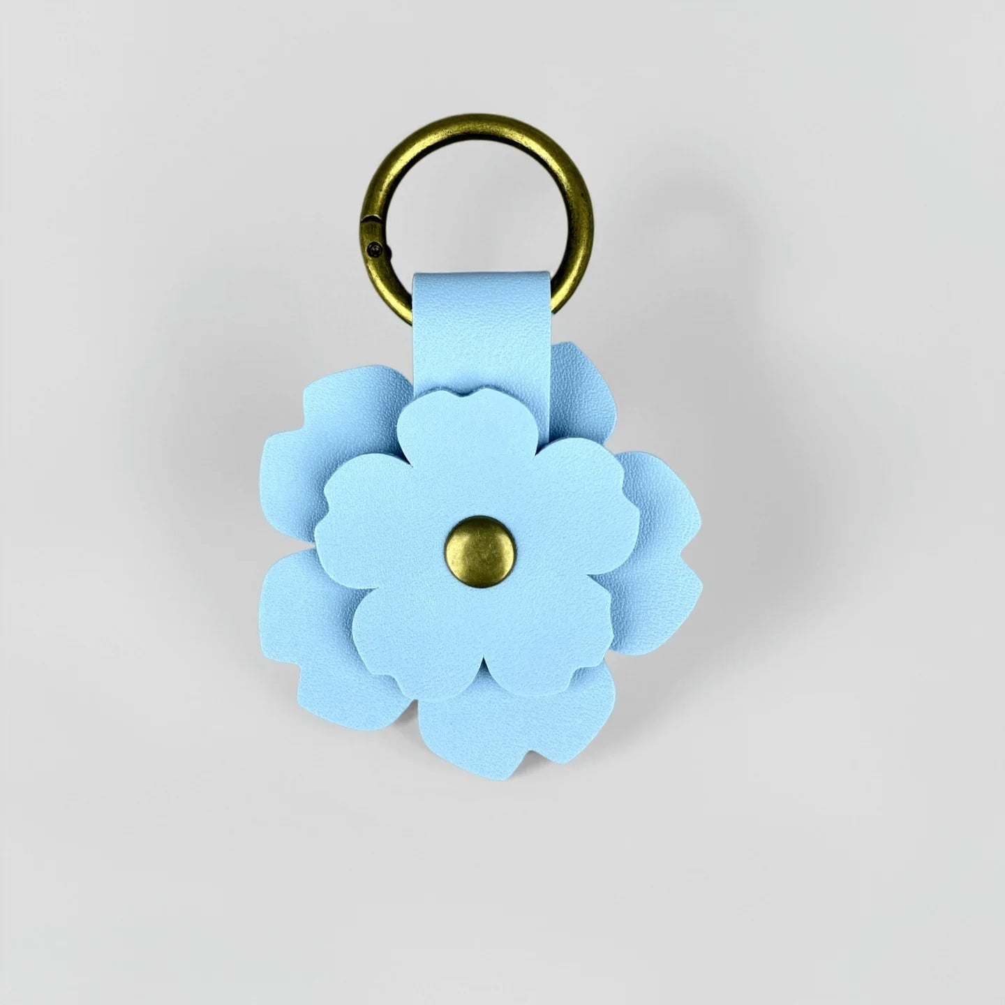 Blue Theme Floral Pu Leather Keychain/Bag Charm-Blue Flower Purse Charm Car Hanging Decor-Unique Calming Aesthetic Gift For Bag