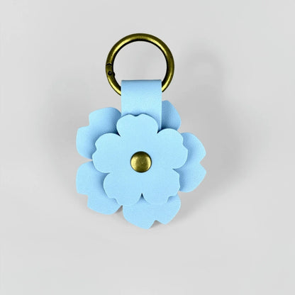 Blue Theme Floral Pu Leather Keychain/Bag Charm-Blue Flower Purse Charm Car Hanging Decor-Unique Calming Aesthetic Gift For Bag