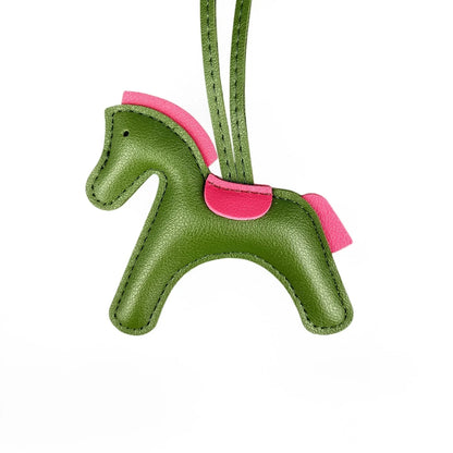 Luxury Equestrian Saddle & Pony Bag Charm Keychain – Artisan Hand-Stitched Faux Leather, , Reinforced Pony Design, Premium Gift