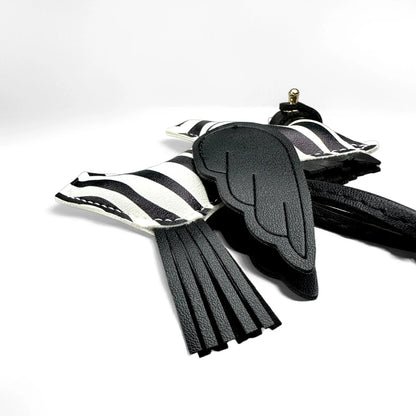 Elegant Winged Pony Keychain with Detachable Mouth Strap | Hand-Stitched Premium PU Leather Bag Charm with Plush Filling, Gift