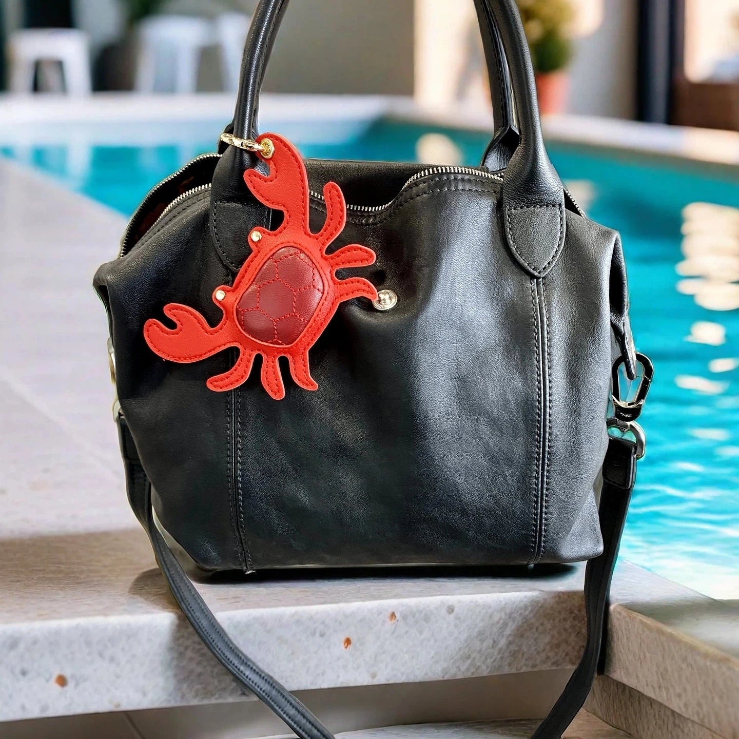 4 Pcs Stylish PU Leather Summer Beach Style Keychain/Bag Charm Set-Cute Lobster/Crab/Seashell-car/Bag/Room Accessories/Hanger-