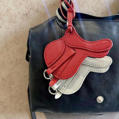 Luxury Equestrian Saddle & Pony Bag Charm Keychain – Artisan Hand-Stitched Faux Leather, , Reinforced Pony Design, Premium Gift