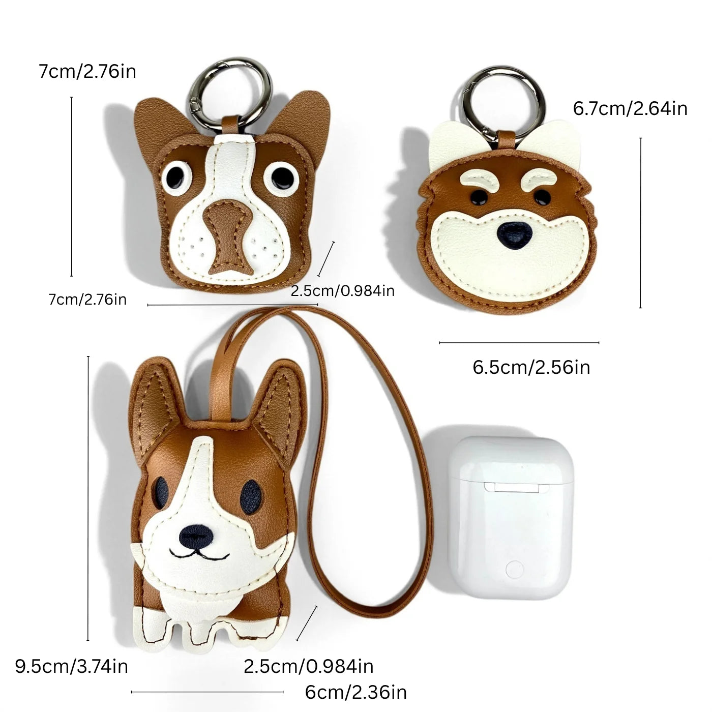 Brown PU Leather Dog Keychain Charm-Cute Puppy Pendant for Purse/Bag, Everyday Carry Accessory for Women & Men/Perfect Gift