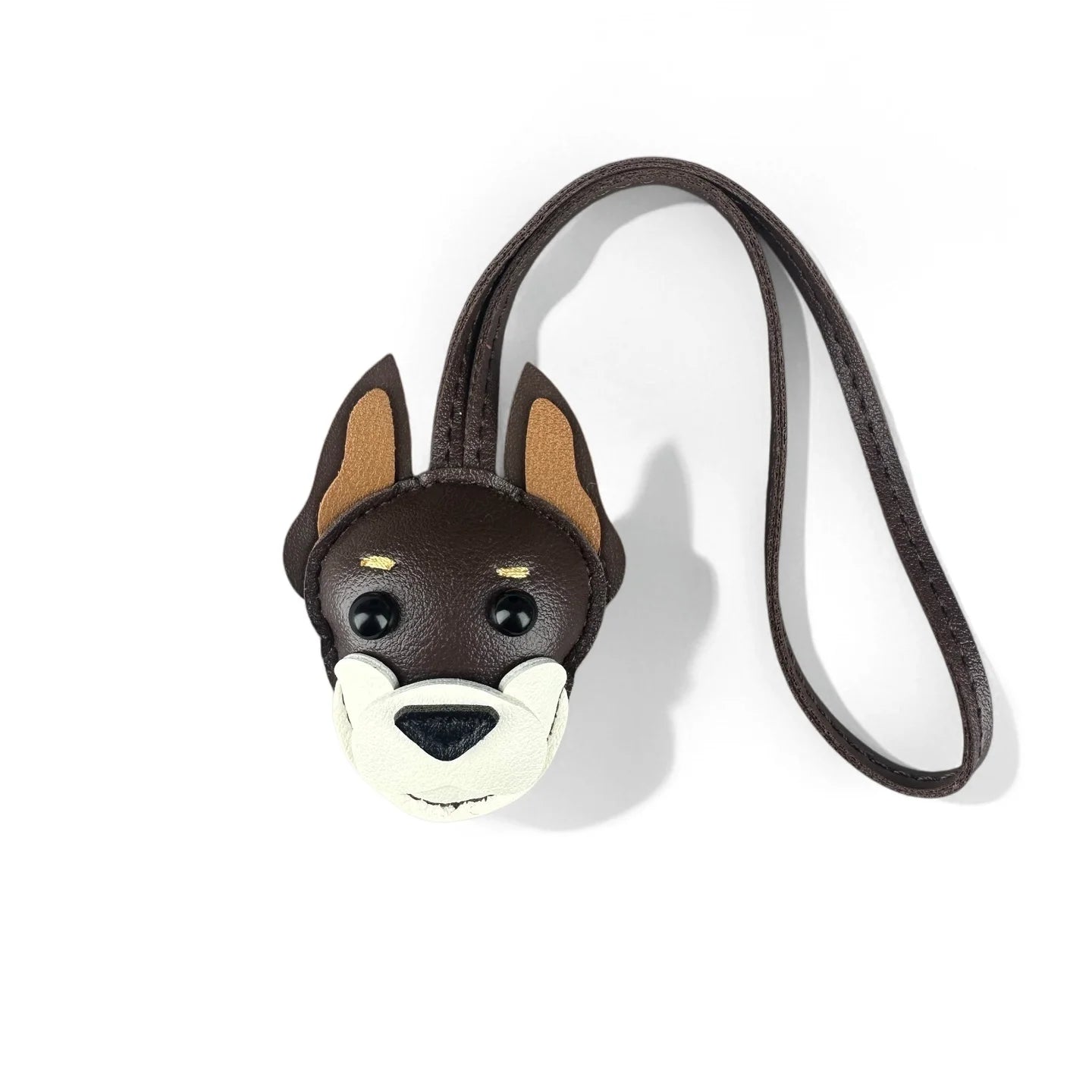 Chocolate Brown PU Leather Dog Bag Charms-Schnauzer French Bulldog Doberman Corgi Pendant for Bags, Perfect Gift for Dog Owners