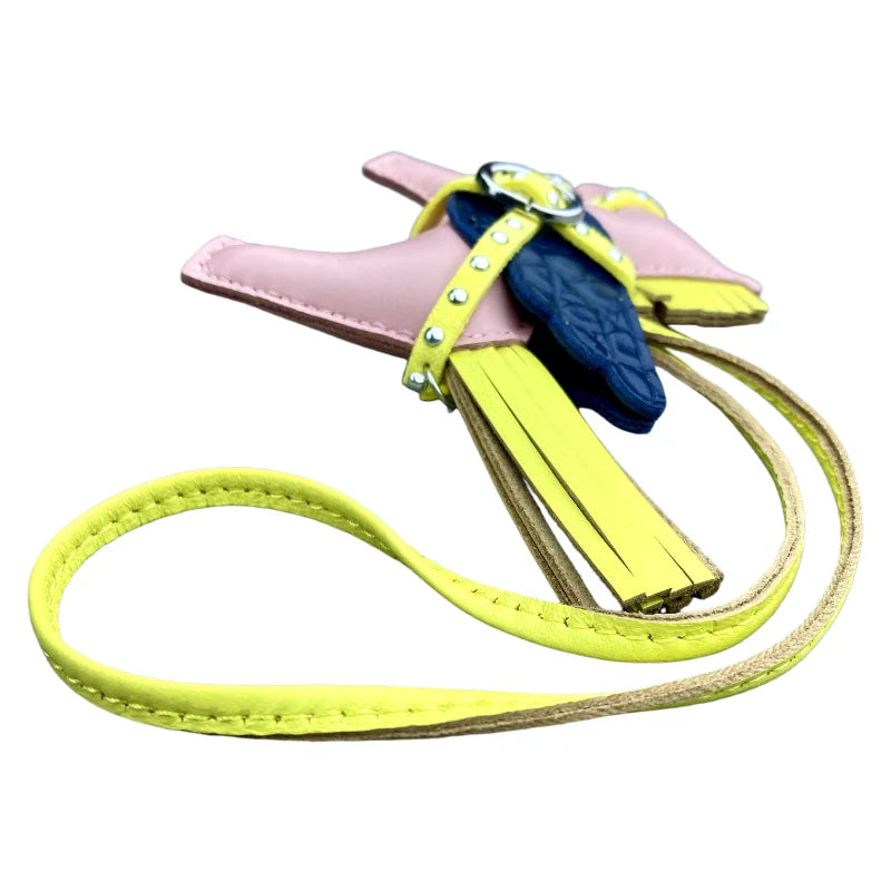 Soft Genuine Sheepskin Pegasus Pony Charm with Crocodile-Embossed Wings And Detachable Rivet Rope Accents Premium Gift Accessory