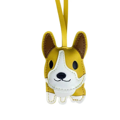 Super Cute Corgi PU Leather Pendant,Exquisite Handmade Corgi PU Leather Keychain,Pet Dog Bag Accessory,Gift Choice for Dog Lover