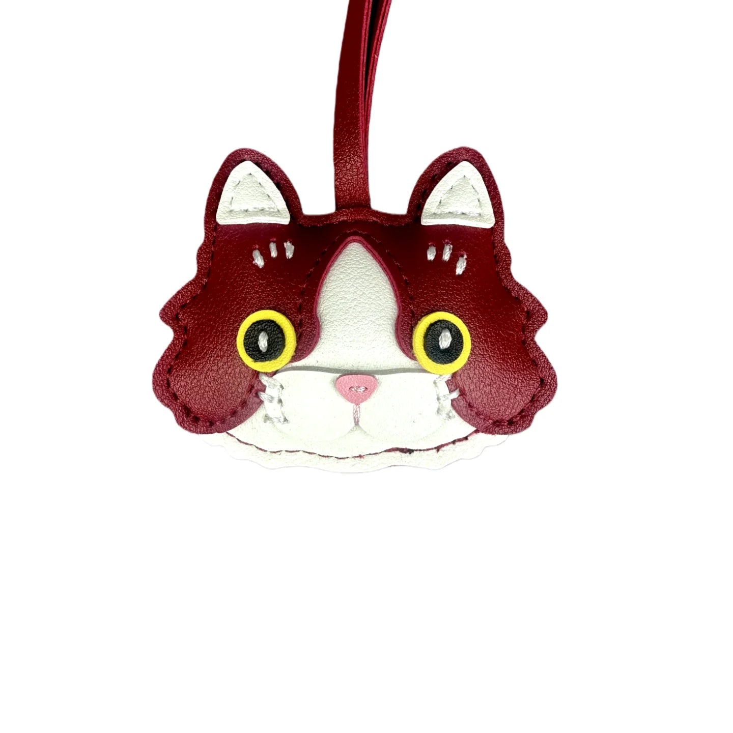 Plump & Handmade PU Leather Kitten Keychain/Bag Charm - 3D Detailed Face, Cute Charm for Daily Joy!-Perfect Gift/Bag Accessory
