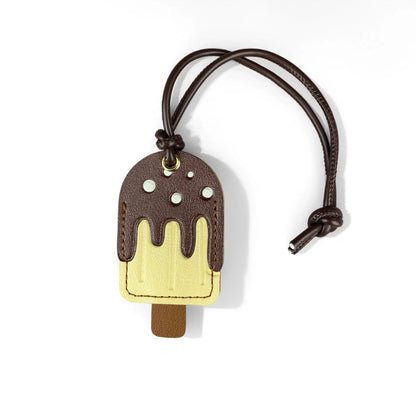 Cute PU Leather Ice Cream & Popsicle Bag Charm-Food Keychain with Multiple Flavor Colors, Sweet Dessert Purse Accessory for Bag