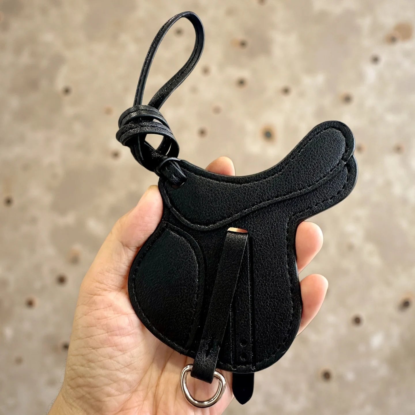 Luxury Equestrian Saddle & Pony Bag Charm Keychain – Artisan Hand-Stitched Faux Leather, , Reinforced Pony Design, Premium Gift