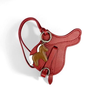 Handmade PU Leather Saddle Bag Charm with Tiny Horse Pendant – Stylish And Unique Equestrian Gift for Purse, Keychain & Backpack