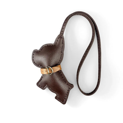Chocolate Brown PU Leather Dog Bag Charms-Schnauzer French Bulldog Doberman Corgi Pendant for Bags, Perfect Gift for Dog Owners