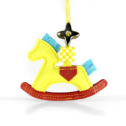Cute PU Leather Rocking Horse Keychain/Bag Charm-Handcrafted PU Leather, Vibrant Colors, Cheerful Gift For Bag Accessory