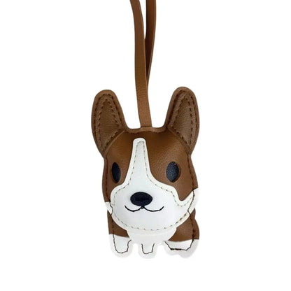 Super Cute Corgi PU Leather Pendant,Exquisite Handmade Corgi PU Leather Keychain,Pet Dog Bag Accessory,Gift Choice for Dog Lover