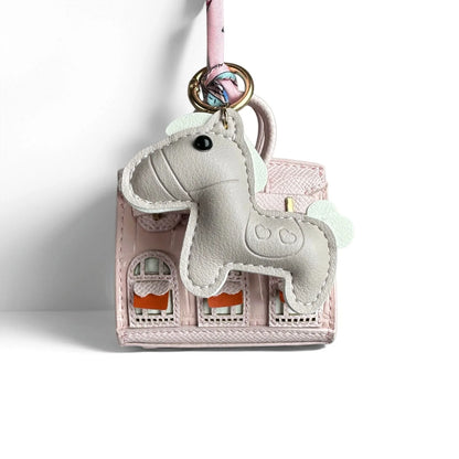 Cute Mini PU Leather House Shape Headphone Case Coin Purse Set-Handbag Charm Decor-Portable Earbud Storage Pouch /Small Wallet